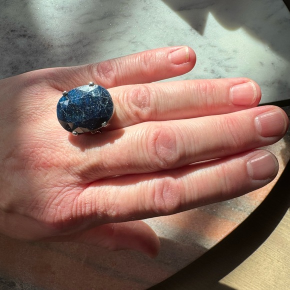 Raw sapphire ring amazing!~ real silver ring heavy excellent quality size 8 - Picture 2 of 16